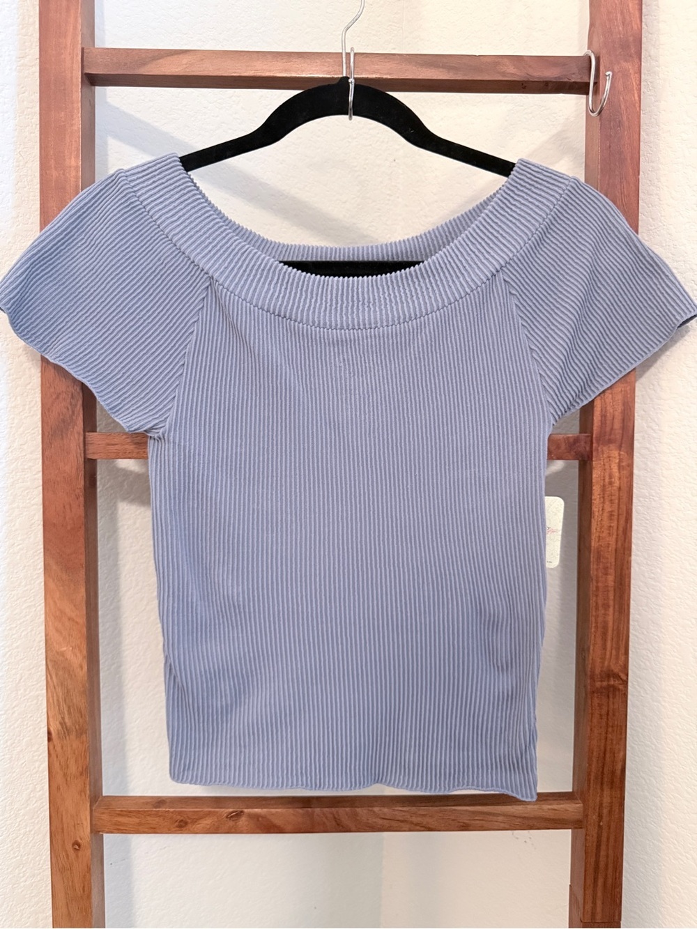 Free People Intimately Ribbed Seamless Tee in Slate Blue Size Large NWT